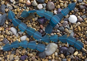 Strand of Sea Glass Flat Freeform Beads - Blue Zircon