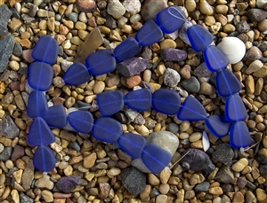 Strand of Sea Glass Flat Freeform Beads - Cobalt Blue