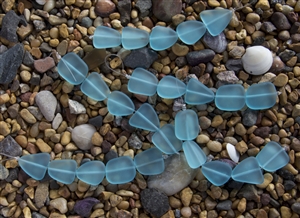 Strand of Sea Glass Flat Freeform Beads - Light Aqua