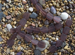 Strand of Sea Glass Flat Freeform Beads - Medium Amethyst