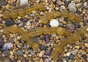 Strand of Sea Glass Flat Square Nugget Beads - Amber / Topaz