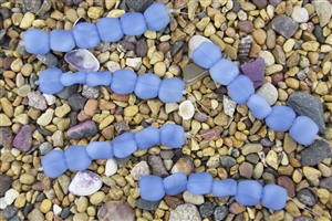 Strand of Sea Glass Flat Square Nugget Beads - Opaque Sky Blue