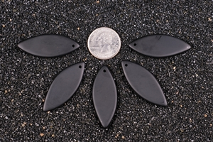 5 x Beach Sea Glass Marquise Pendant Beads 48x19mm - Black