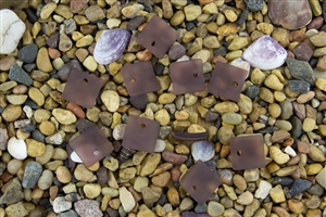 6 x Beach Sea Glass Curved Pendant Beads Flat Square 17.5mm - Medium Amethyst