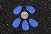 5 x Beach Sea Glass Pebble Pendant Beads 33x20mm - Opaque Blue