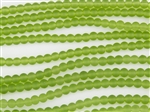 Strand of Sea Glass 4mm Round Beads - Bright Green