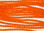 Strand of Sea Glass 4mm Round Beads - Hyacinth Orange