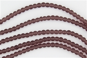 Strand of Sea Glass 4mm Round Beads - Medium Amethyst