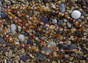 Strand of Sea Glass 4mm Round Beads - Jewel Corn Mix