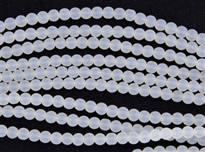 Strand of Sea Glass 4mm Round Beads - Moonstone Opal