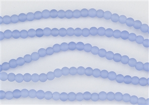 Strand of Sea Glass 4mm Round Beads - Opaque Sky Blue