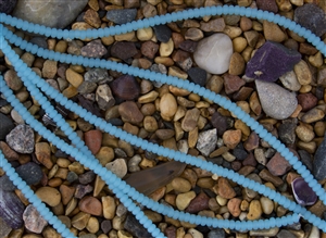 Strand of Sea Glass 4x3mm Rondelle Beads - Opaque Blue Opal