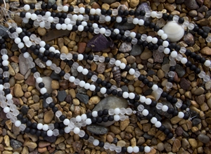 Strand of Sea Glass 6mm Round Beads - Black Mix