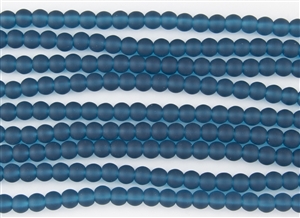 Strand of Sea Glass 6mm Round Beads - Blue Zircon