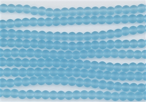 Strand of Sea Glass 6mm Round Beads - Light Aqua