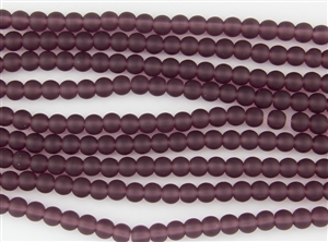 Strand of Sea Glass 6mm Round Beads - Medium Amethyst