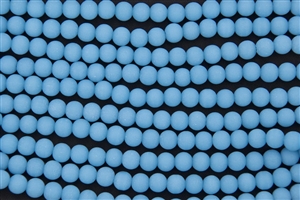 Strand of Sea Glass 6mm Round Beads - Opaque Blue Opal
