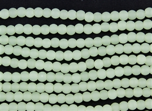 Strand of Sea Glass 6mm Round Beads - Opaque Sea Foam Green