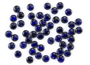 6mm Flat Lentils Czech Glass Beads - Transparent Cobalt Picasso