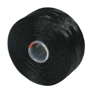 S-Lon (Superlon) Nylon Beading Thread - Size D - TEX45 - 78 Yards - BLACK