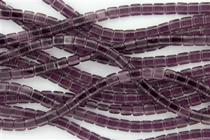 CzechMates 6mm Tiles Czech Glass Beads - Medium Amethyst Transparent T11