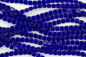 CzechMates 6mm Tiles Czech Glass Beads - Cobalt Blue Transparent T12