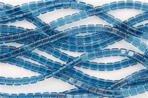 CzechMates 6mm Tiles Czech Glass Beads - Capri Blue Transparent T19