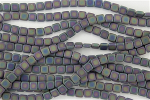 CzechMates 6mm Tiles Czech Glass Beads - Iris Purple Metallic Matte T27