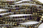 CzechMates 6mm Tiles Czech Glass Beads - Iris Brown Metallic T28