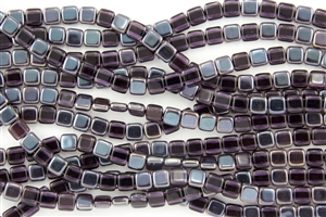 CzechMates 6mm Tiles Czech Glass Beads - Medium Amethyst Celsian T35