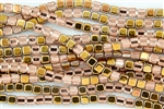 CzechMates 6mm Tiles Czech Glass Beads - Apollo Gold T37