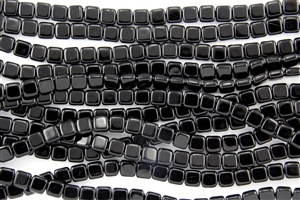 CzechMates 6mm Tiles Czech Glass Beads - Jet Black Opaque T44