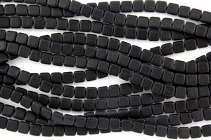 CzechMates 6mm Tiles Czech Glass Beads - Jet Black Matte Opaque T46