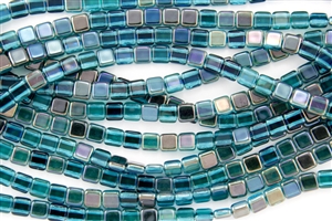CzechMates 6mm Tiles Czech Glass Beads - Teal Twilight T57