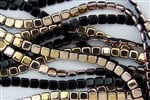 CzechMates 6mm Tiles Czech Glass Beads - Jet Black Apollo T101