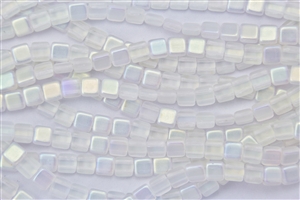CzechMates 6mm Tiles Czech Glass Beads - Crystal AB Matte T116