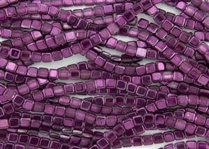 CzechMates 6mm Tiles Czech Glass Beads - Mirror Orchid (2nd Quality) T185