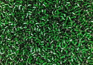 #0 Bugle 2mm Japanese Toho Glass Beads - Emerald Green Silver Lined #36