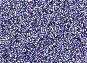 #0 Bugle 2mm Japanese Toho Glass Beads - Purple Lined Crystal Luster #265