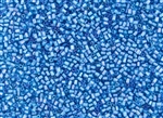 #0 Bugle 2mm Japanese Toho Glass Beads - Opaque Blue Lined Light Sapphire Rainbow #309