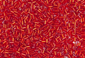 #1 Bugle 3mm Japanese Toho Glass Beads - Light Siam Ruby Red Silver Lined #25