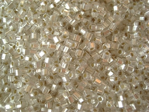 2mm Japanese Toho Cube Beads - Crystal Silver Lined Matte #21F