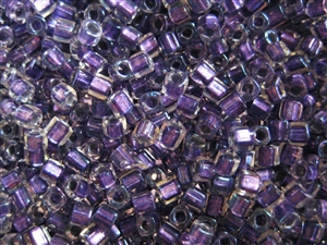 2mm Japanese Toho Cube Beads - Purple Lined Crystal Luster #265