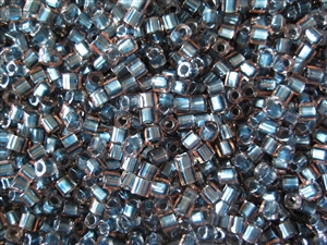 2mm Japanese Toho Cube Beads - Metallic Blue Lined Champagne Mink #288