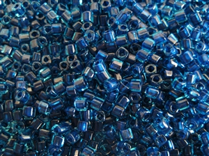 2mm Japanese Toho Cube Beads - Dark Blue Lined Aqua #932