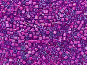 2mm Japanese Toho Cube Beads - Dark Pink Lined Aqua #980