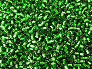 8/0 HEX Japanese Toho Seed Beads - Bright Green Silver Lined #27B