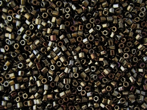 8/0 HEX Japanese Toho Seed Beads - Olive Brown Iris Metallic #83