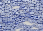 6mm Two-Hole Tiles Czech Glass Beads - Light Blue Pearl Coat