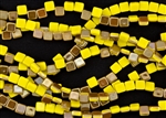 6mm Two-Hole Tiles Czech Glass Beads - Opaque Yellow Celsian